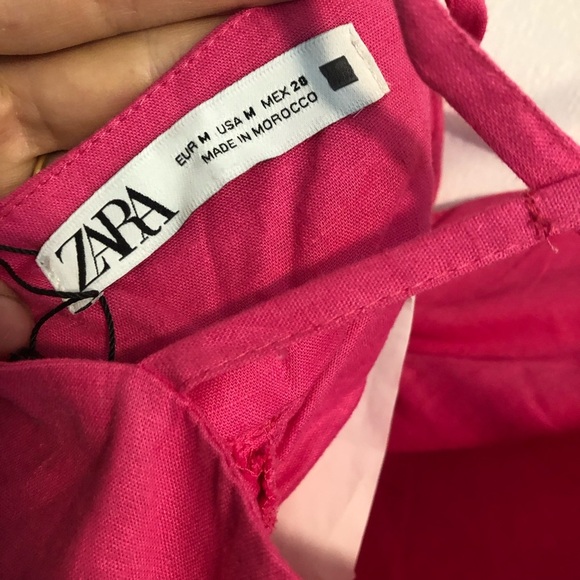 Zara Pink mini Dress Size M Summer ruffles Cocktail Party Wedding Strappy Beaded - Picture 8 of 9